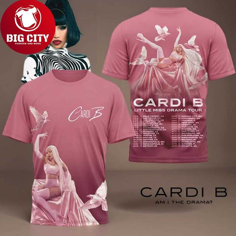 Cardi B Little Miss Drama Tour 2025 New Two Sided Shirt