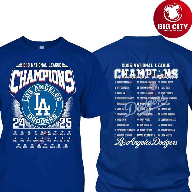 Dodgers B2B NL Champions 2024-2025 New Two Sided Shirt