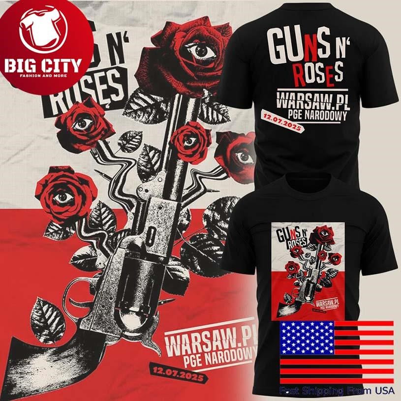 Guns N’ Roses World Tour To Warsaw 2025 Two Sided Shirt