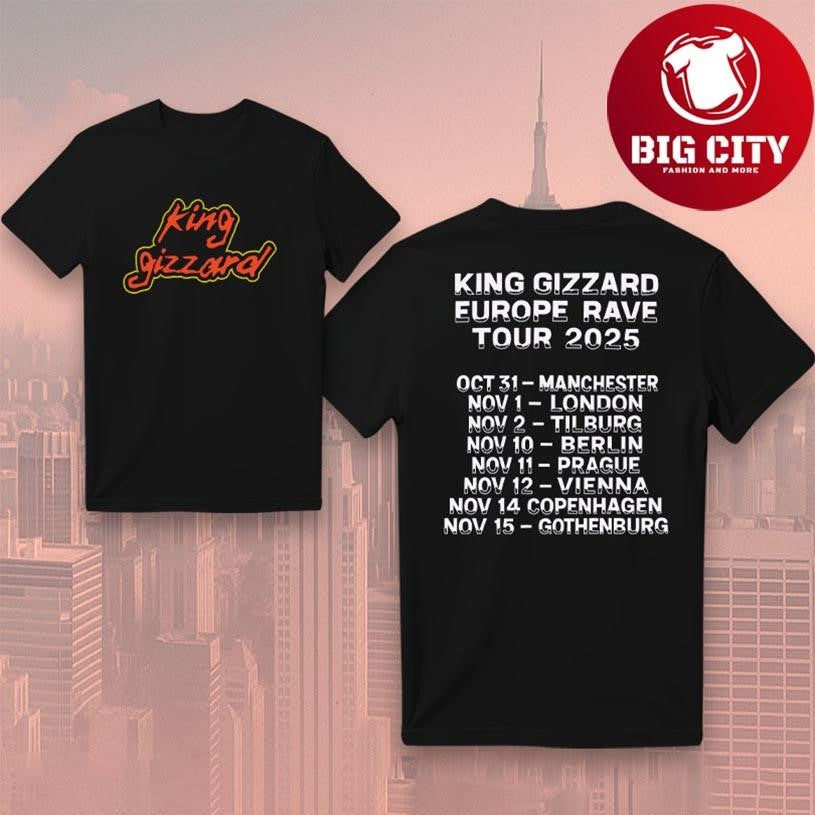 King Gizzard Europe Rave Tour 2025 New Two Sided Shirt