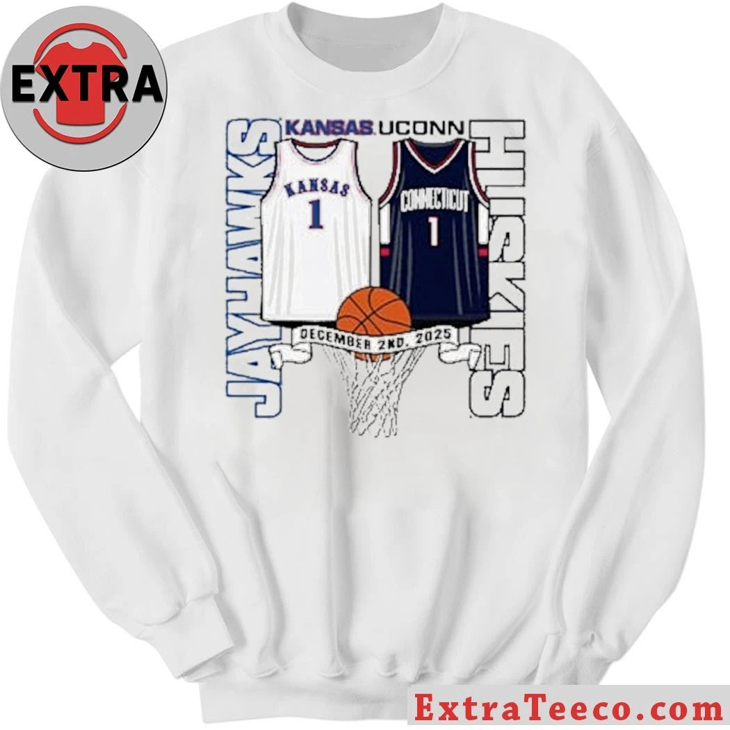 Official Kansas Jayhawks And Connecticut Huskies Basketball vs UConn Huskies December 2, 2025 Shirt