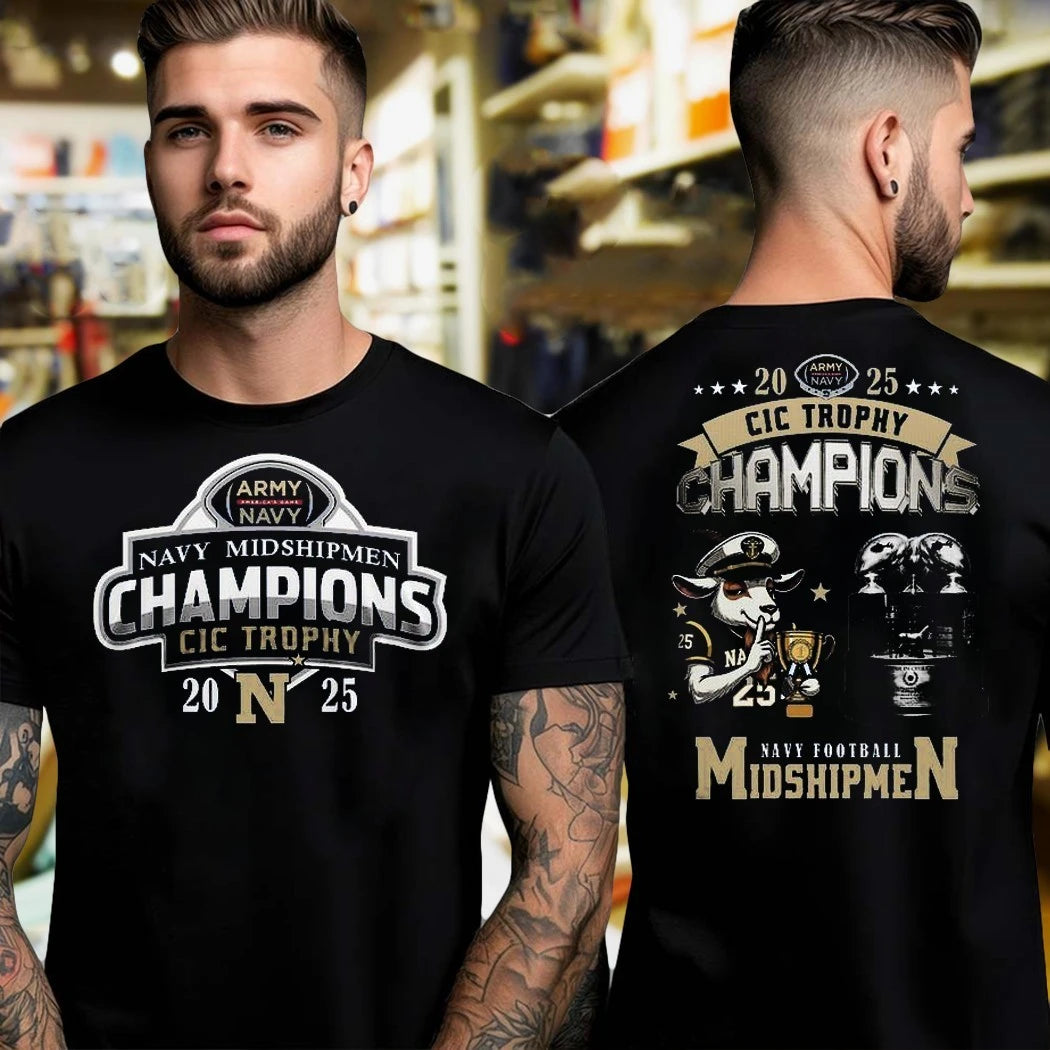Official Navy Midshipmen Back To Back ICC Trophy Champions Logo 2025 Shirt