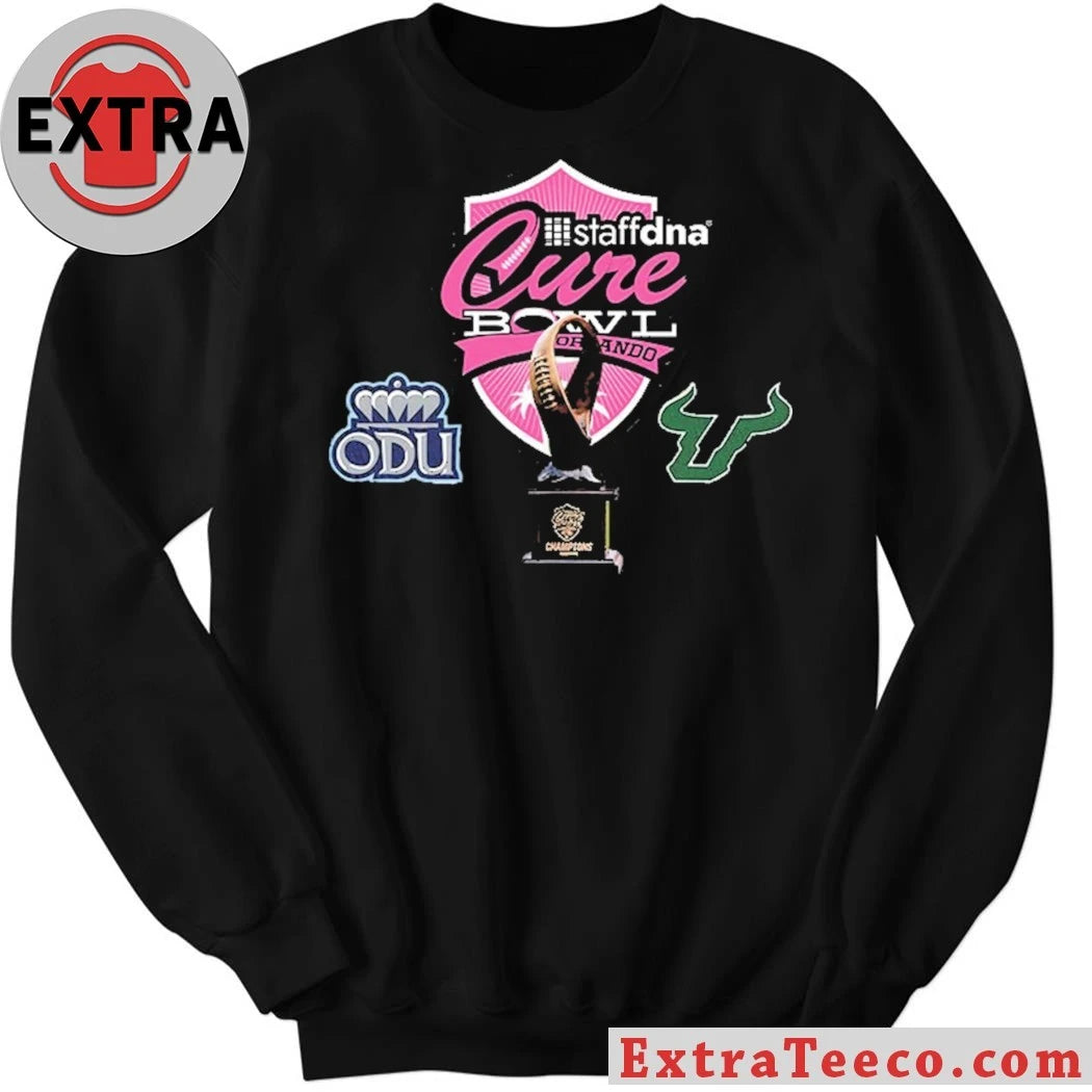 Official StaffDNA Cure Bowl ODU Football Versus South Florida Bulls Bowl Season College Football 2025 2026 Logo Shirt