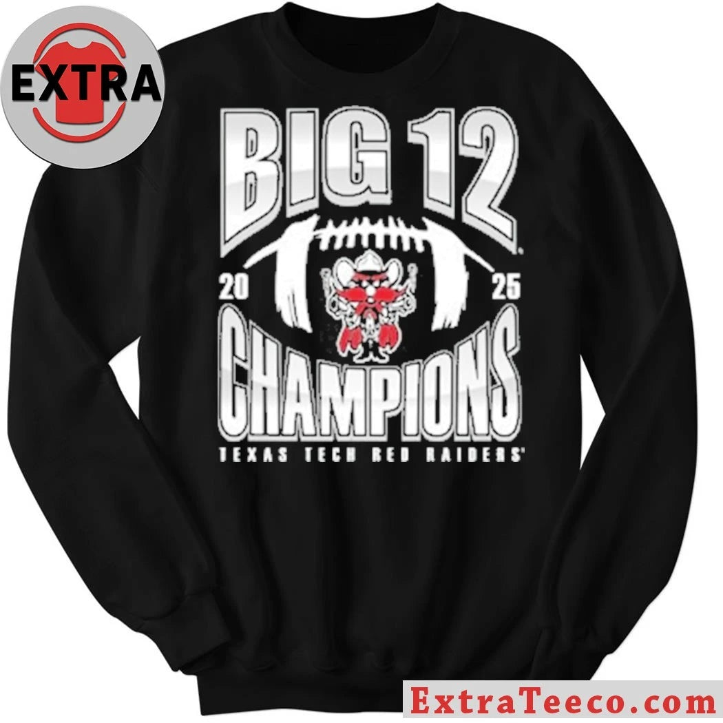 Summit Sportswear Texas Tech Red Raiders Black 2025 Big 12 Football Champions NUMBER ONE FOOTBALL Shirt