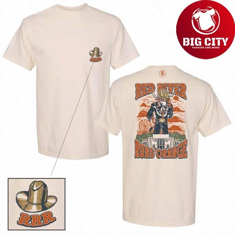 Texas Longhorns Red River Runs Orange Mascot Shirt