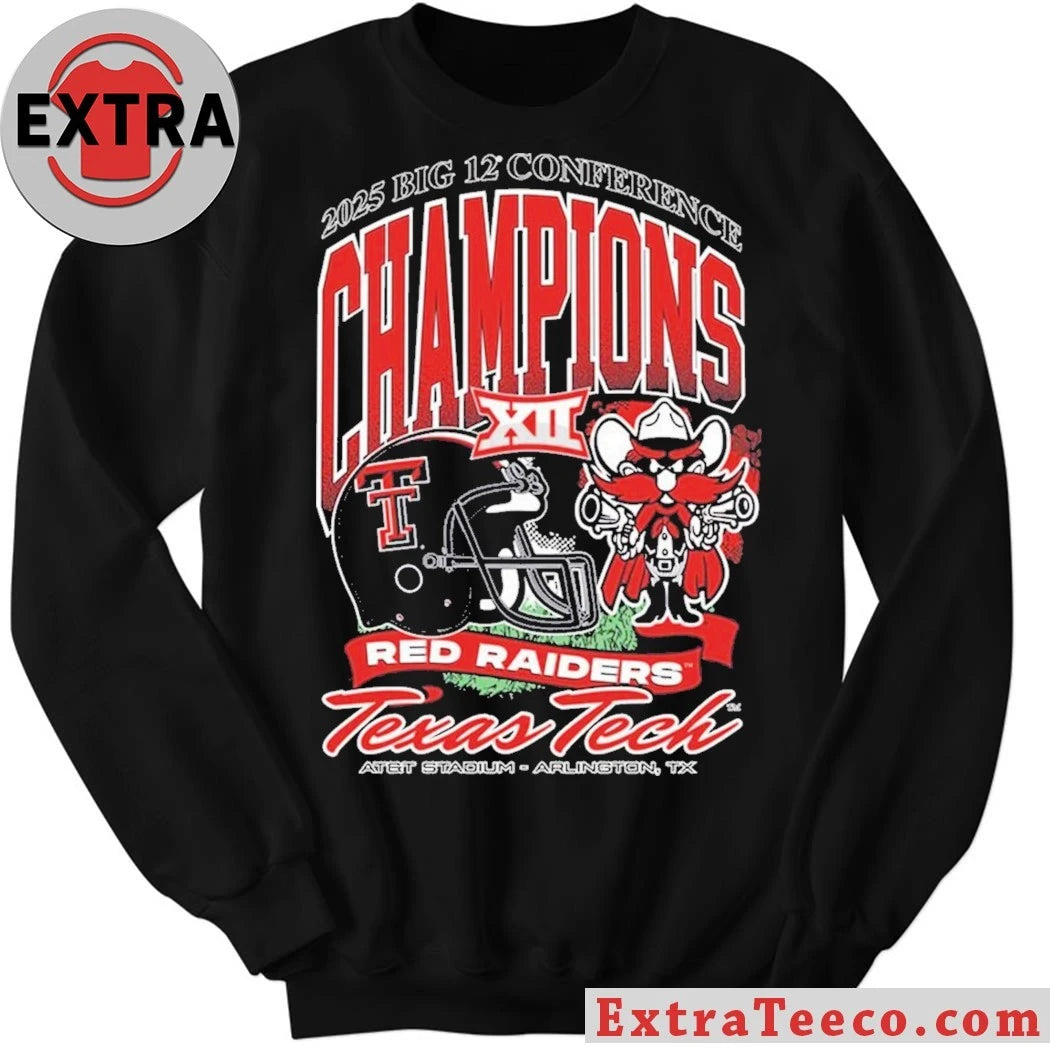 Texas Tech Red Raiders Black 2025 Big 12 Football Champions At&t Stadium Arlington Tx Shirt