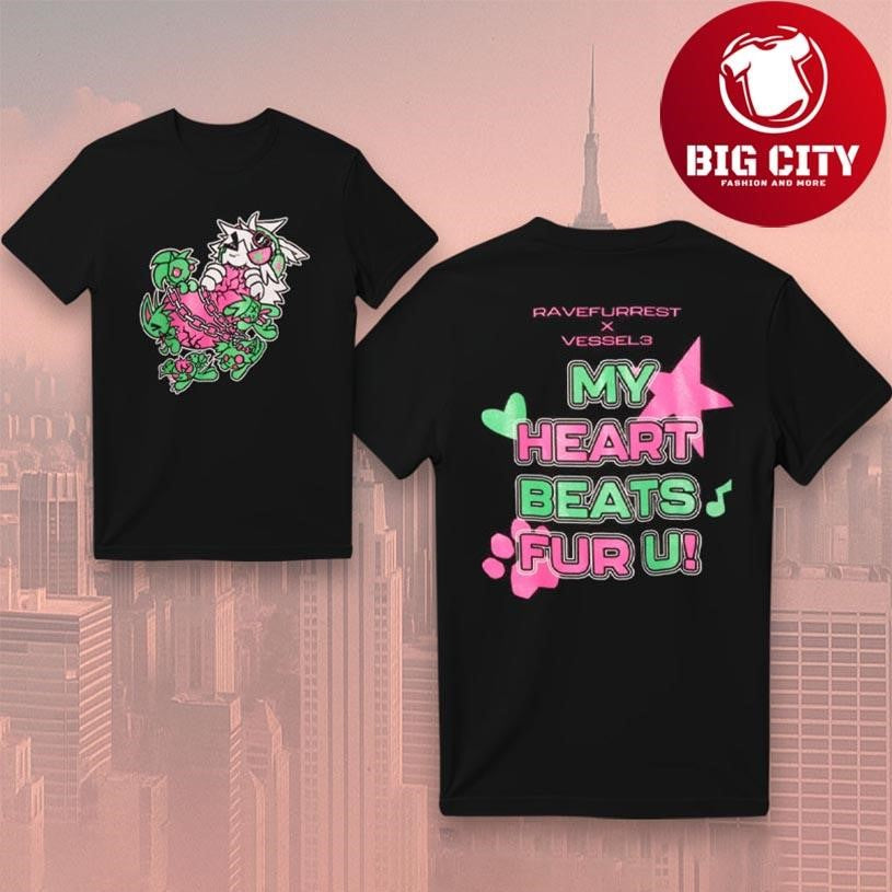 VESSEL3 RAVEFURREST MY HEART BEATS FURU New Two Sided Shirt