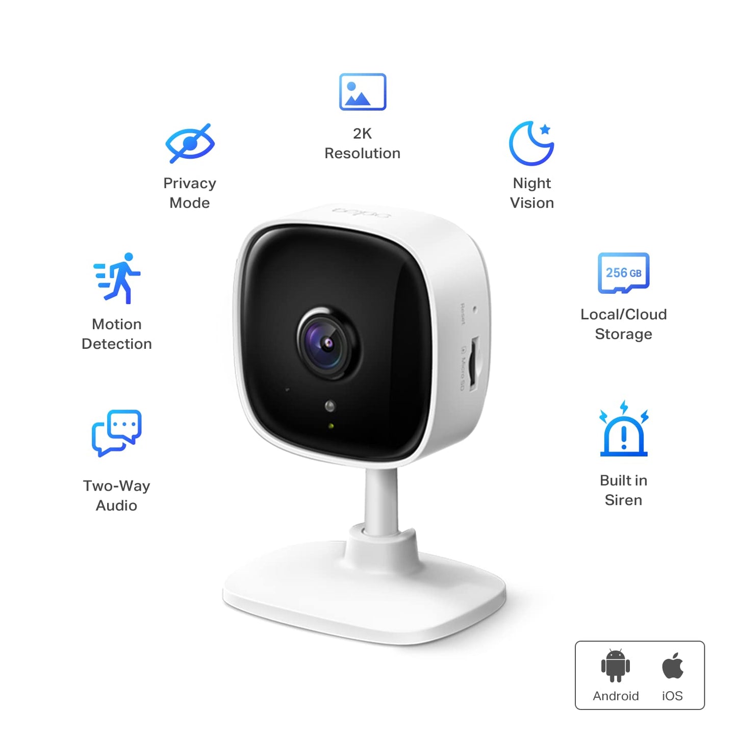 Tapo 2K Indoor Security Camera for Baby Monitor, Dog Camera w/Motion Detection, 2-Way Audio Siren, Night Vision, Cloud & SD Card Storage(Up to 512GB), Works w/Alexa & Google Assistant C110