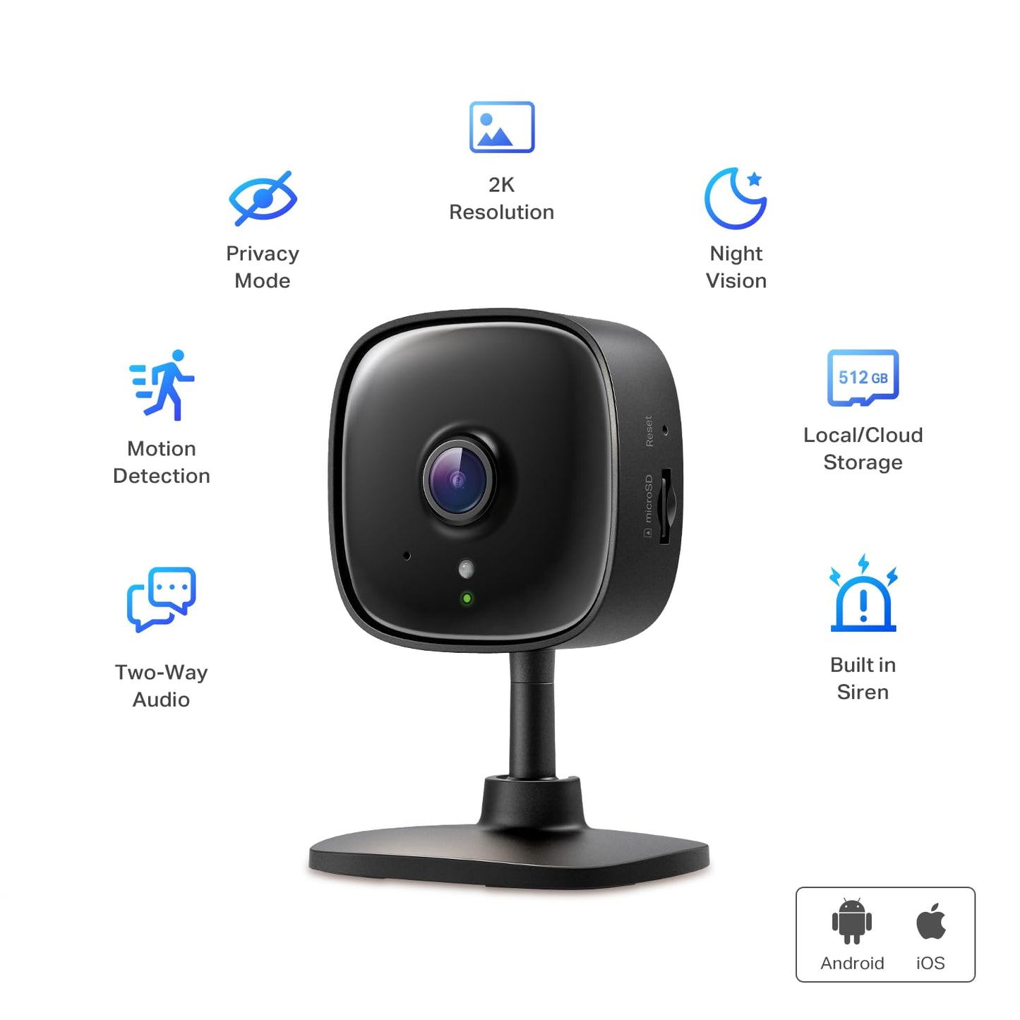 Tapo 2K Indoor Security Camera for Baby Monitor, Dog Camera w/Motion Detection, 2-Way Audio Siren, Night Vision, Cloud & SD Card Storage(Up to 512GB), Works w/Alexa & Google Assistant C110