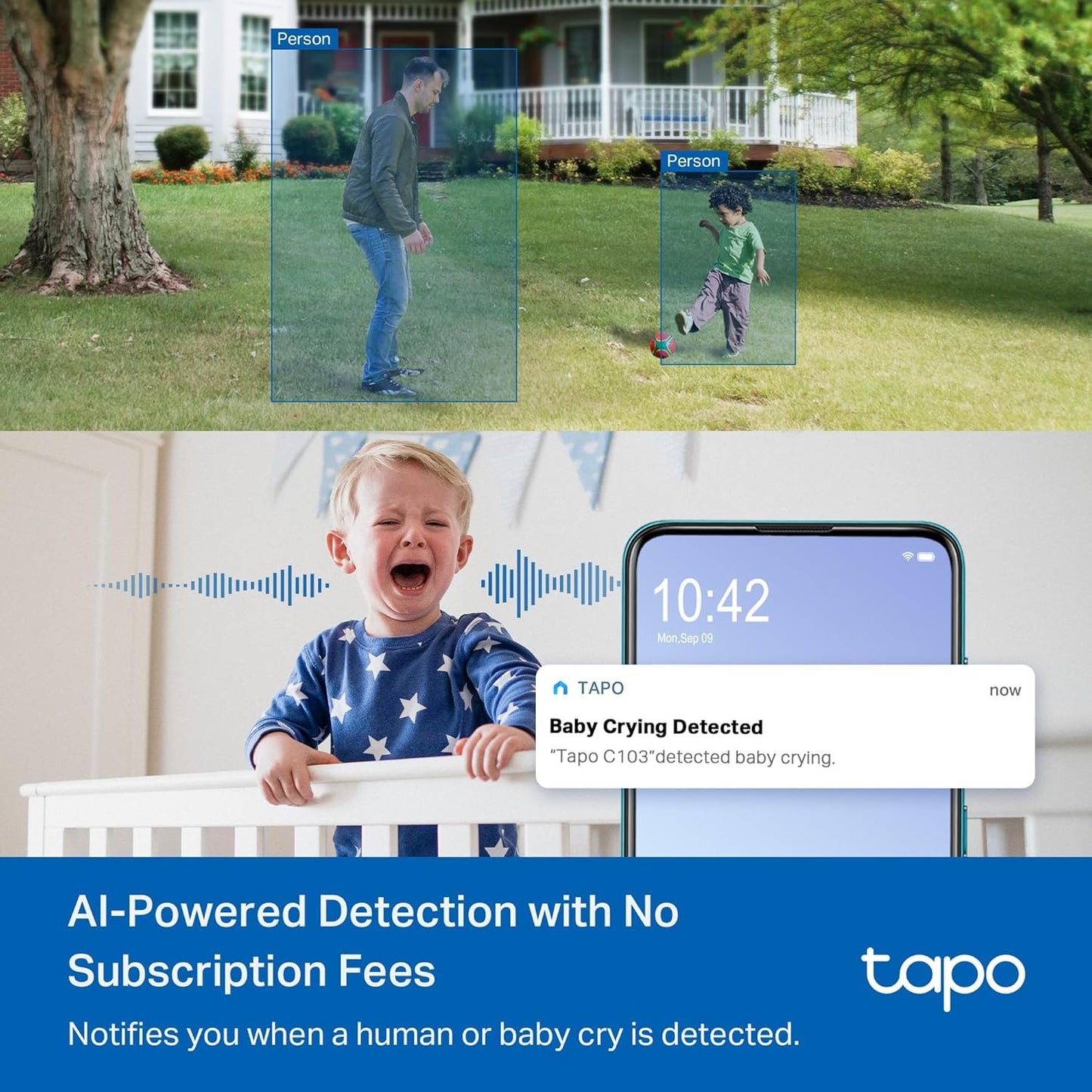 Tapo TP-Link 2K Pan Tilt Security Camera for Baby Monitor, Dog Camera w/Motion Detection, 2-Way Audio Siren, Night Vision, Cloud &SD Card Storage (Up to 256 GB), Works with Alexa & Google Home (C210)
