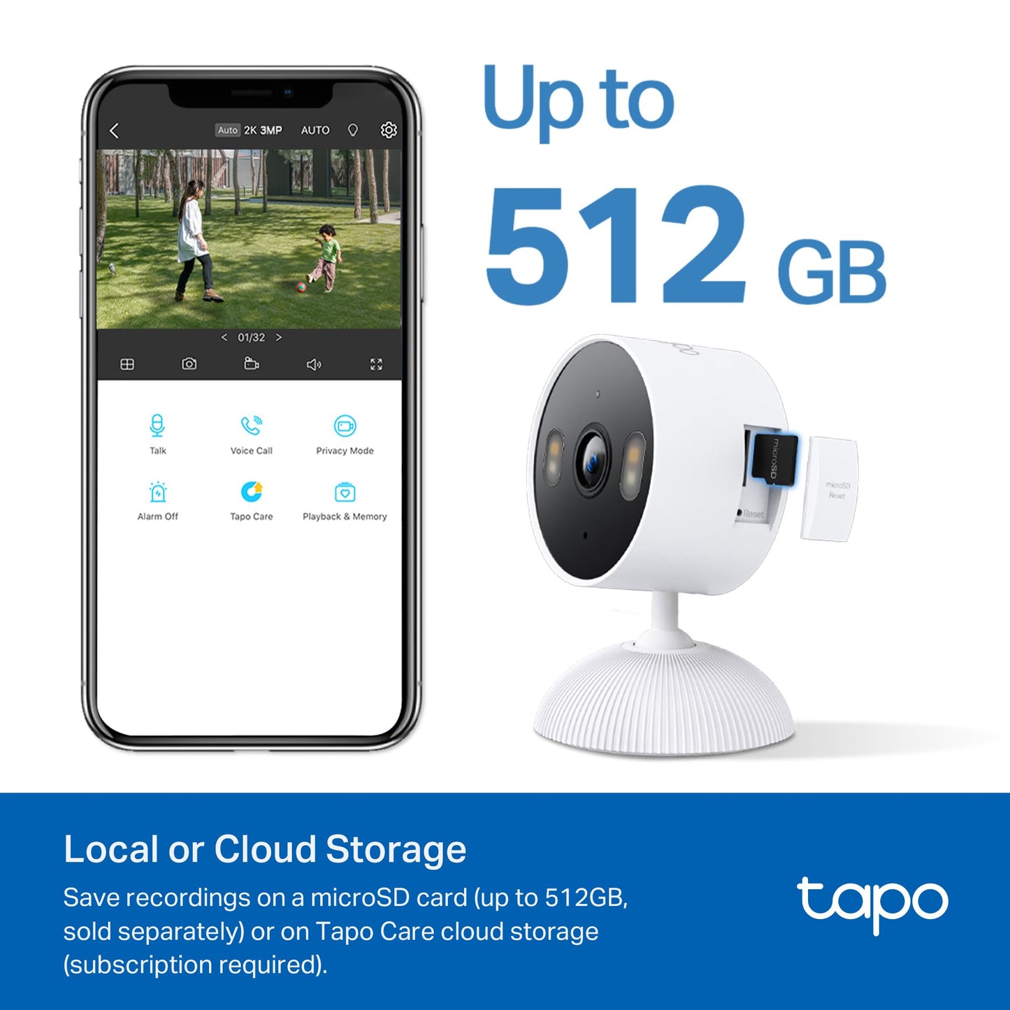 Tapo 2K Indoor Security Camera for Baby Monitor, Dog Camera w/Motion Detection, 2-Way Audio Siren, Night Vision, Cloud & SD Card Storage(Up to 512GB), Works w/Alexa & Google Assistant C110