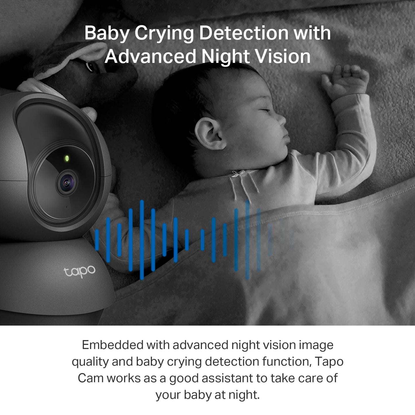 Tapo TP-Link 2K Pan Tilt Security Camera for Baby Monitor, Dog Camera w/Motion Detection, 2-Way Audio Siren, Night Vision, Cloud &SD Card Storage (Up to 256 GB), Works with Alexa & Google Home (C210)