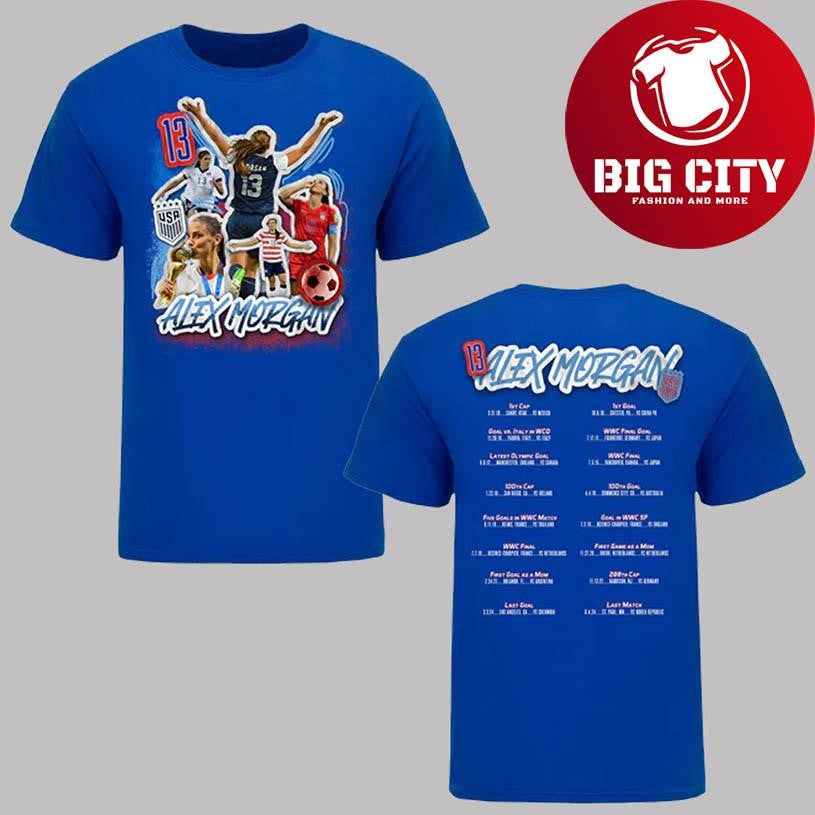 Alex Morgan Farewell History Dates List 2025 New Two Sided Shirt