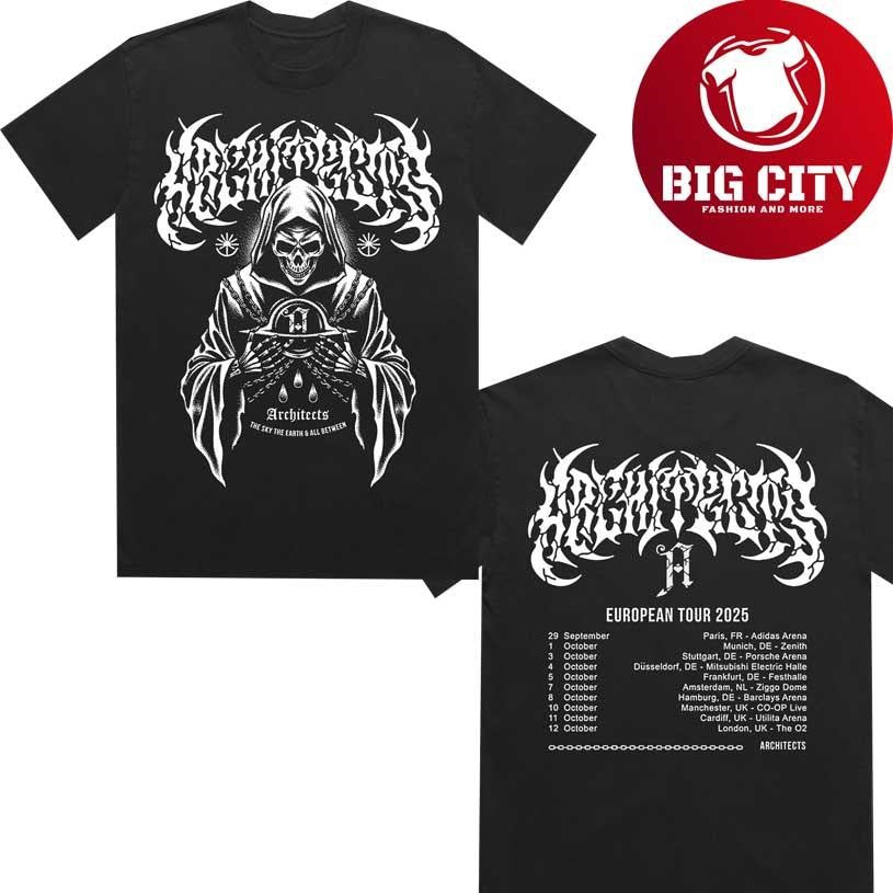 Architect Store Hands Of The Reaper Eu Uk Autumn Tour 2025 New Two Sided Shirt