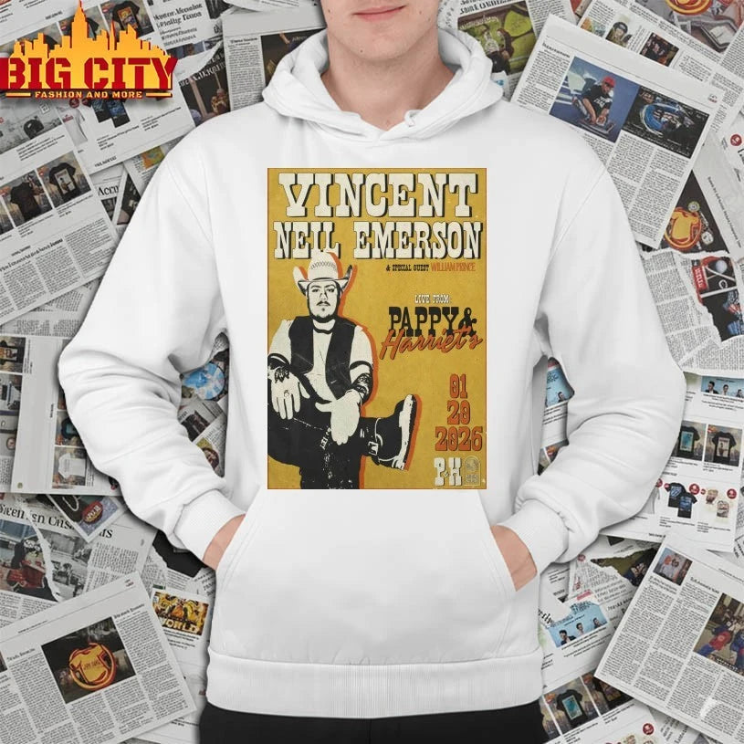 Awesome Vincent Neil Emerson At Pappy &amp; Harriet’s On Jan 20 2026 Poster Shirts