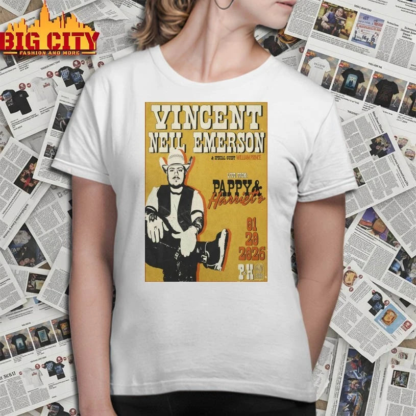 Awesome Vincent Neil Emerson At Pappy &amp; Harriet’s On Jan 20 2026 Poster Shirts
