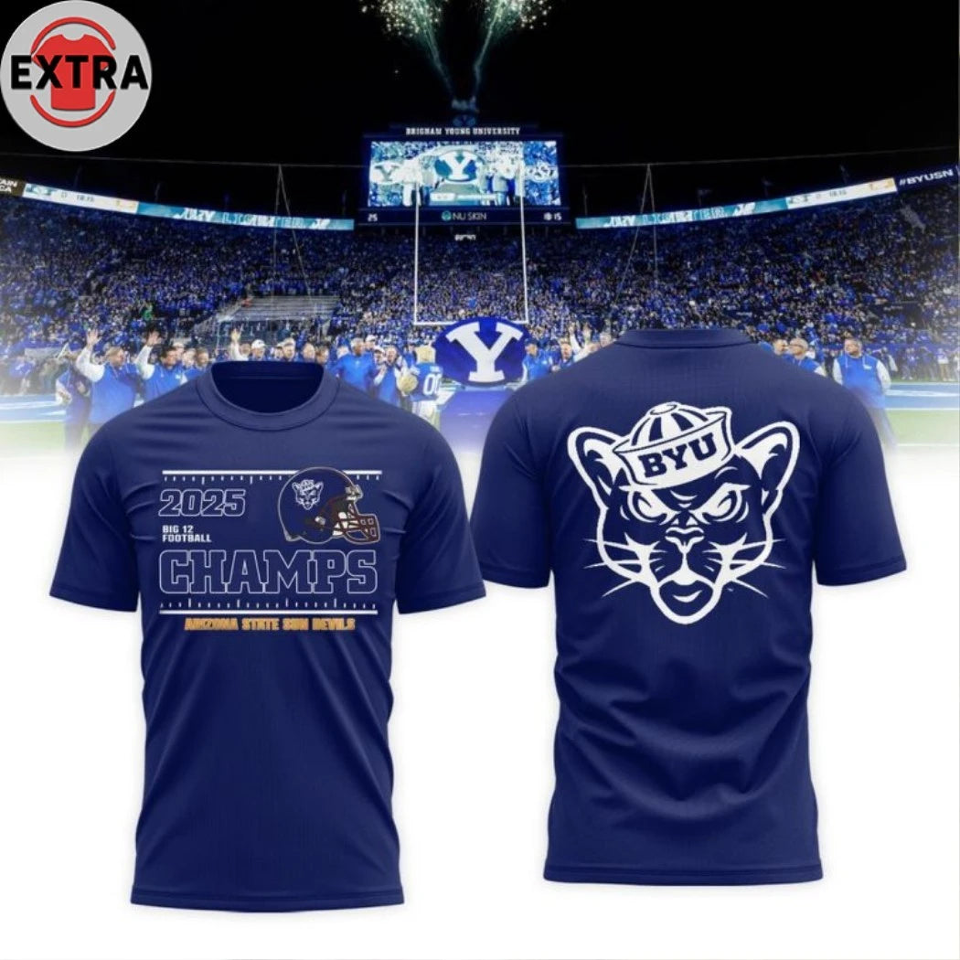 BYU Cougars Big 12 Football Champions 2025 Celebrating Two Sided Hoodie T-Shirt