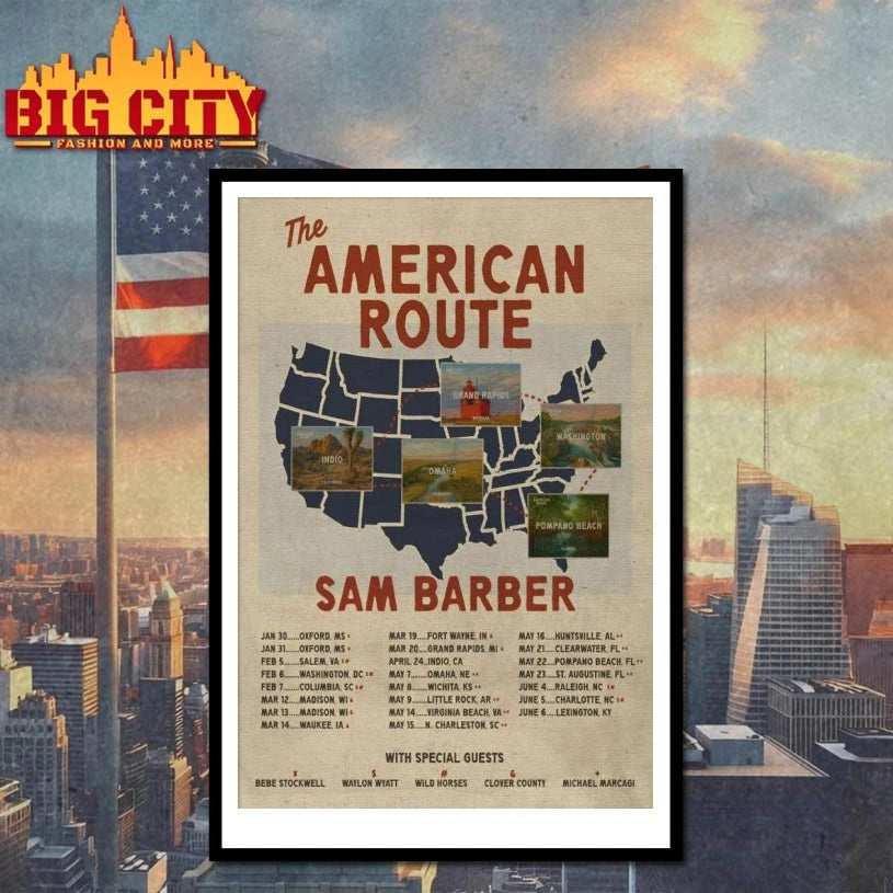 Best Sam Barber The American Route Tour 2026 Poster shirt