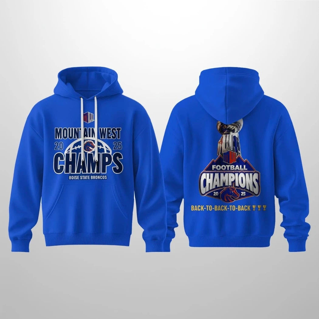 Boise State Mountain West Championship Back To Back To Back Cup Logo 2025 Two Sided T-Shirt