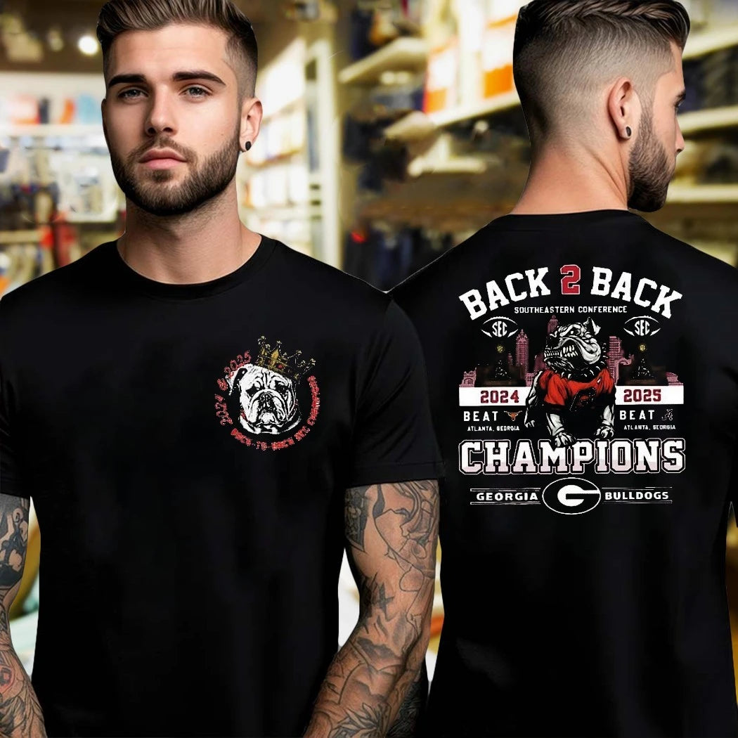 Bulldogs Back To Back SEC Champions 2024-2025 Two-Sided Shirt