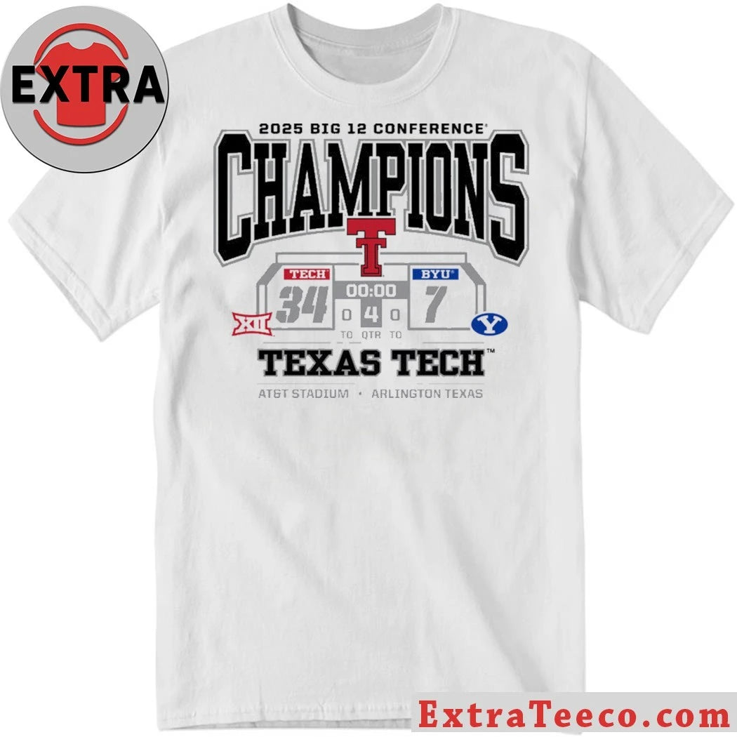 Celebrating the Texas Tech Red Raiders’ 2025 Big 12 Football Championship Texas Tech defeated the BYU Cougars 34-7 Shirt