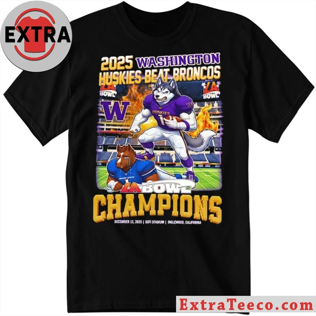 Celebrating the Washington Huskies’ victory over the Boise State Broncos in the LA Bowl on December 13, 2025, at SoFi Stadium in Inglewood, California T-Shirt