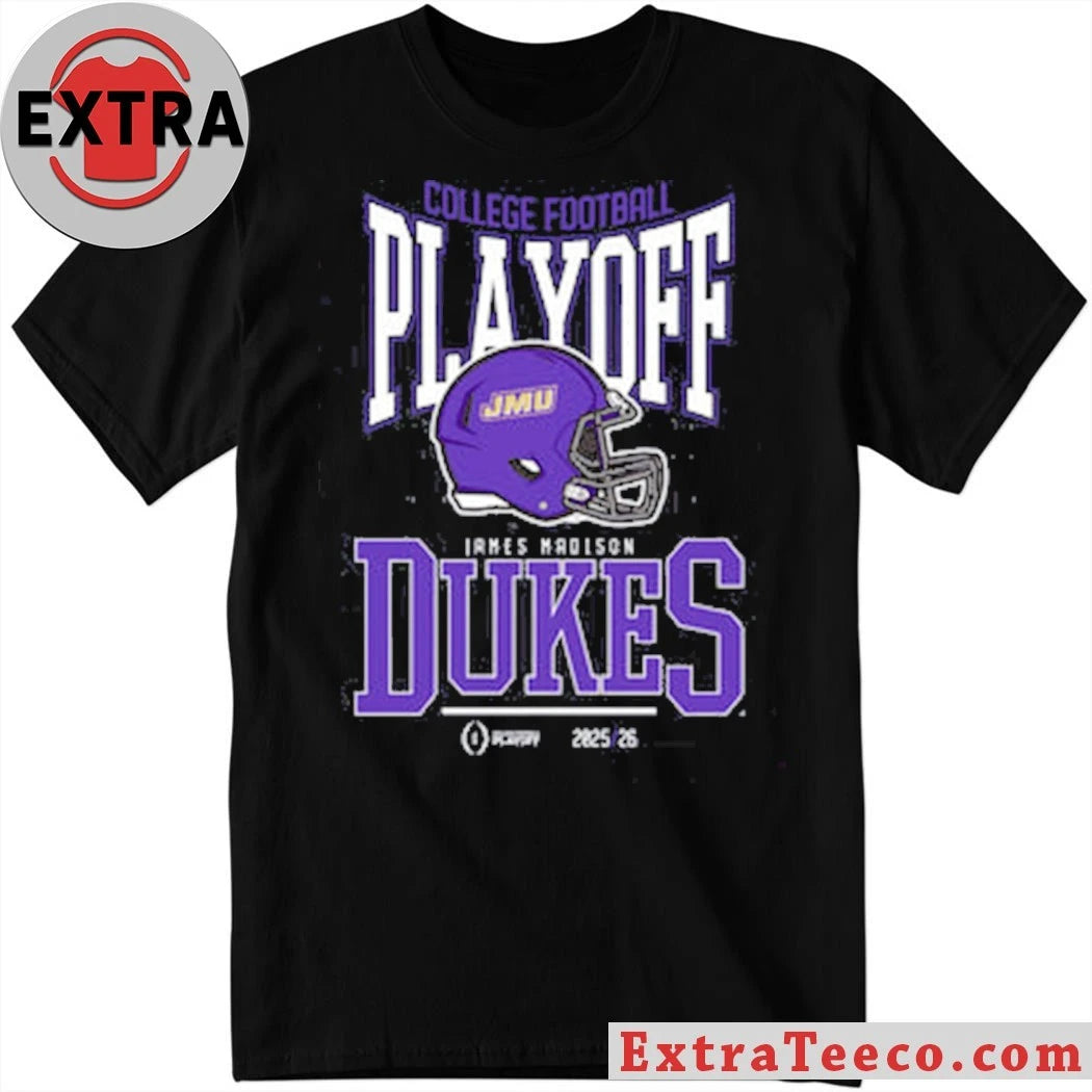 College Football Playoff 2025-26 James Madison Playoff Bound Helmet And Logo Shirt