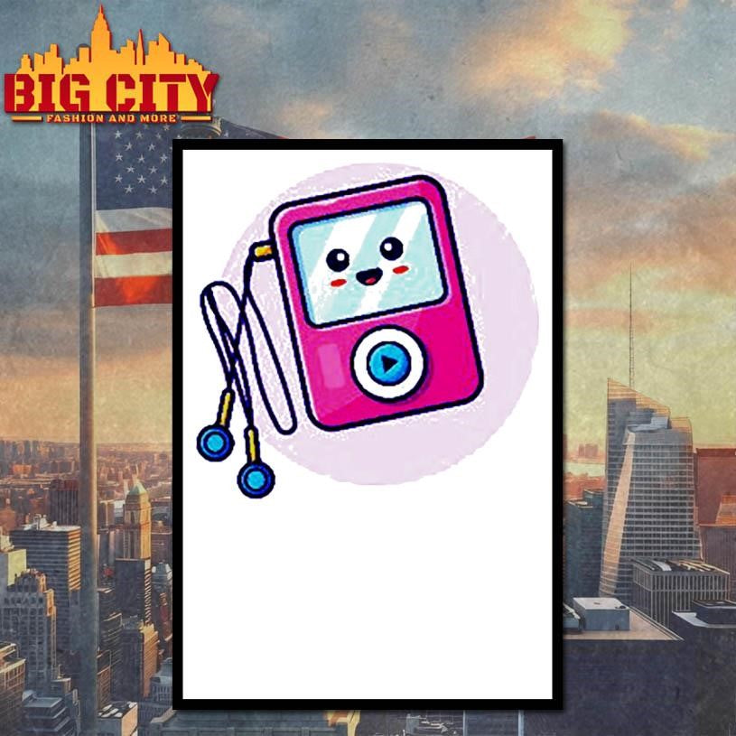 Cute Ipod With Earphone Cartoon 2025 New Shirt