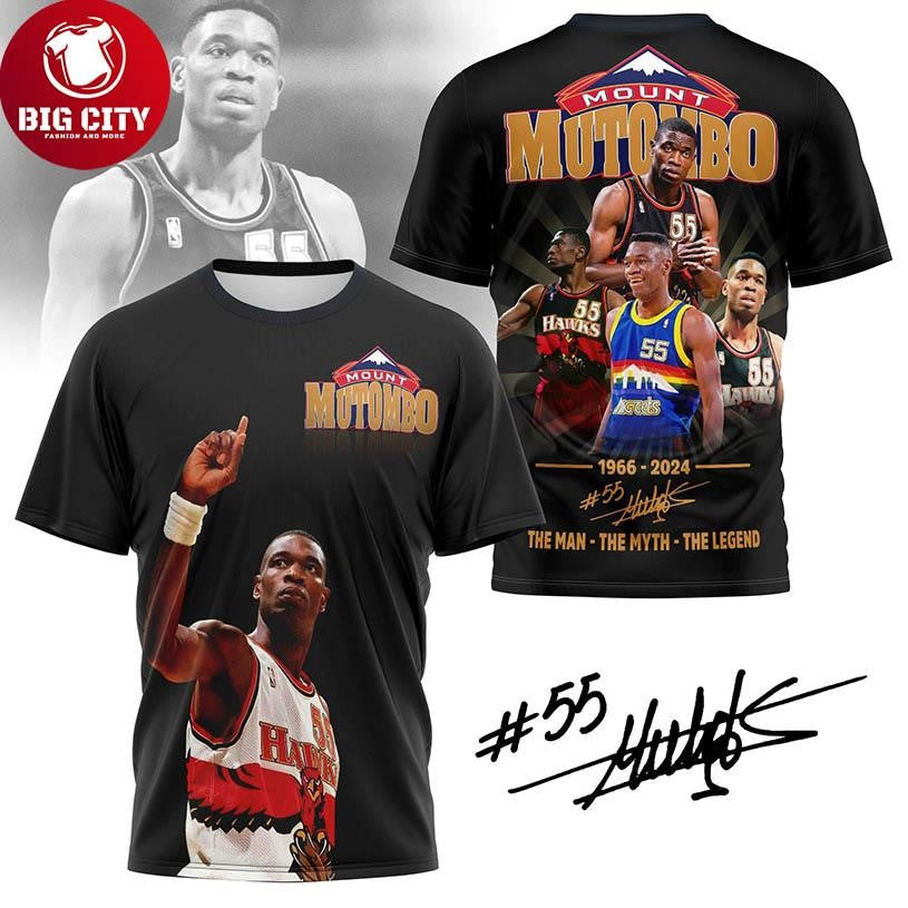 Dikembe Mutombo Mount Mutombo The Legend Pointing Up 2025 New Two Sided Shirt