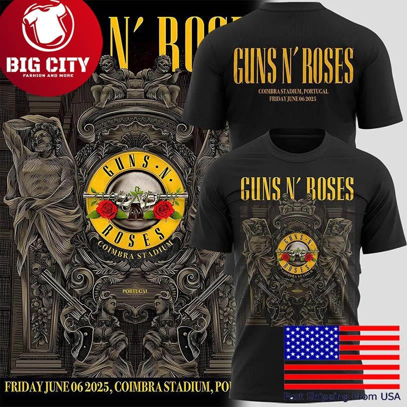 Guns N’ Roses World Tour To Portugal 2025 Two Sded Shirt