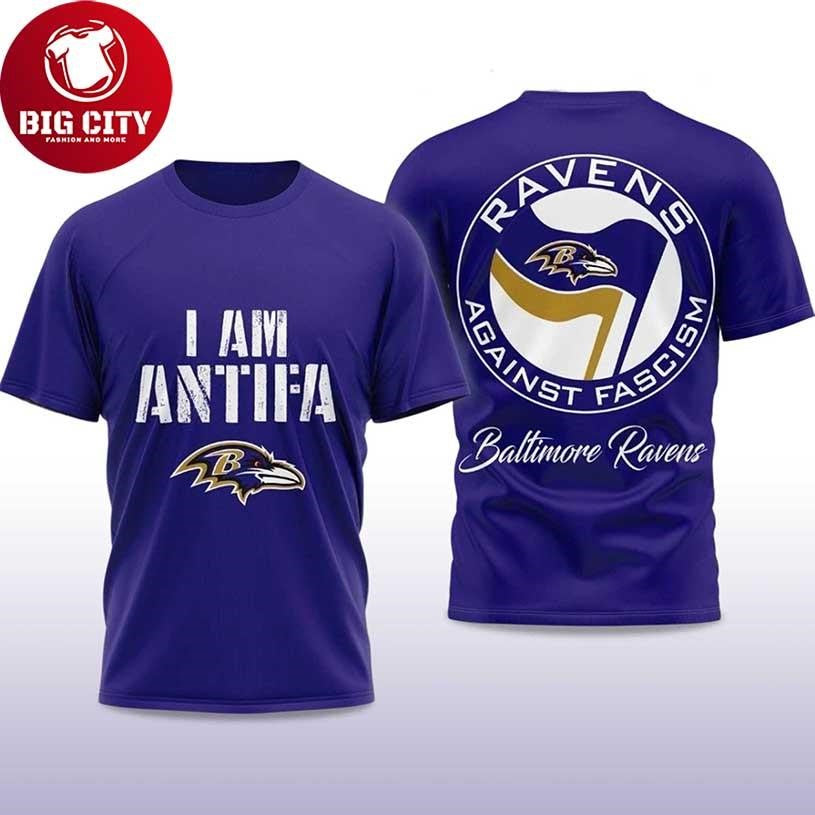 I Am Antifa Ravens Against Fascism 2025 New Two Sided Shirt
