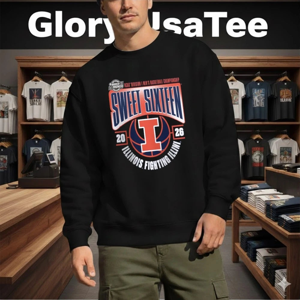 Illinois Fighting Illini 2026 NCAA Men’s Basketball Tournament March Madness Sweet 16 T-Shirt