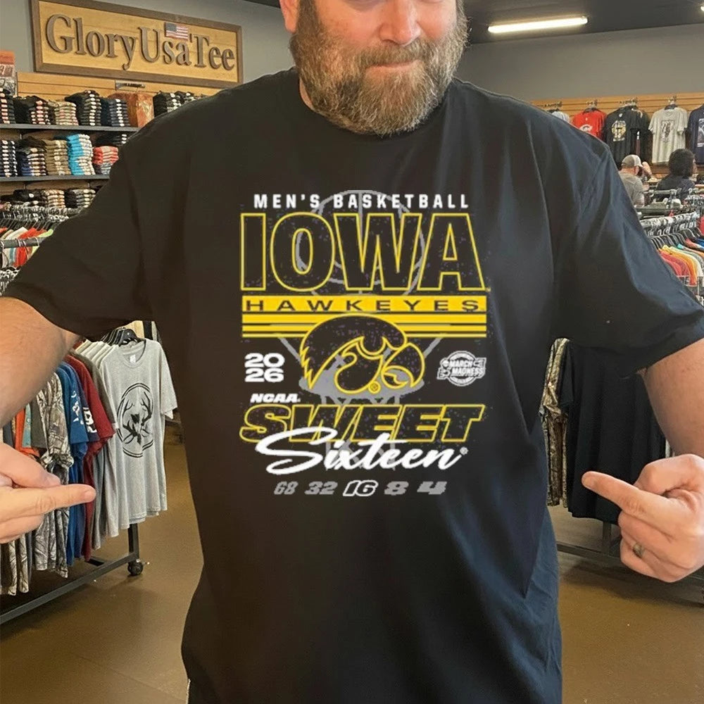 Iowa Hawkeyes Black Something Inked 2026 NCAA Men’s Basketball Sweet 16 Bound Shirt