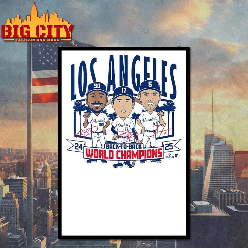 Los Angeles Baseball Back-to-Back World Champs Caricatures 2025 Shirt