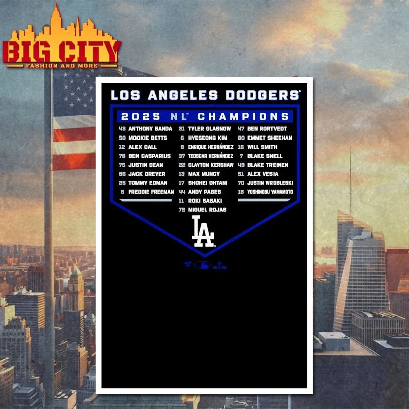 Los Angeles Dodgers 2025 National League Champions list name Shirt