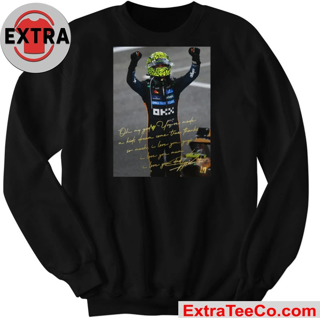 McLaren driver Lando Norris celebrates his victory in the 2025 Formula 1 World Championship Shirt