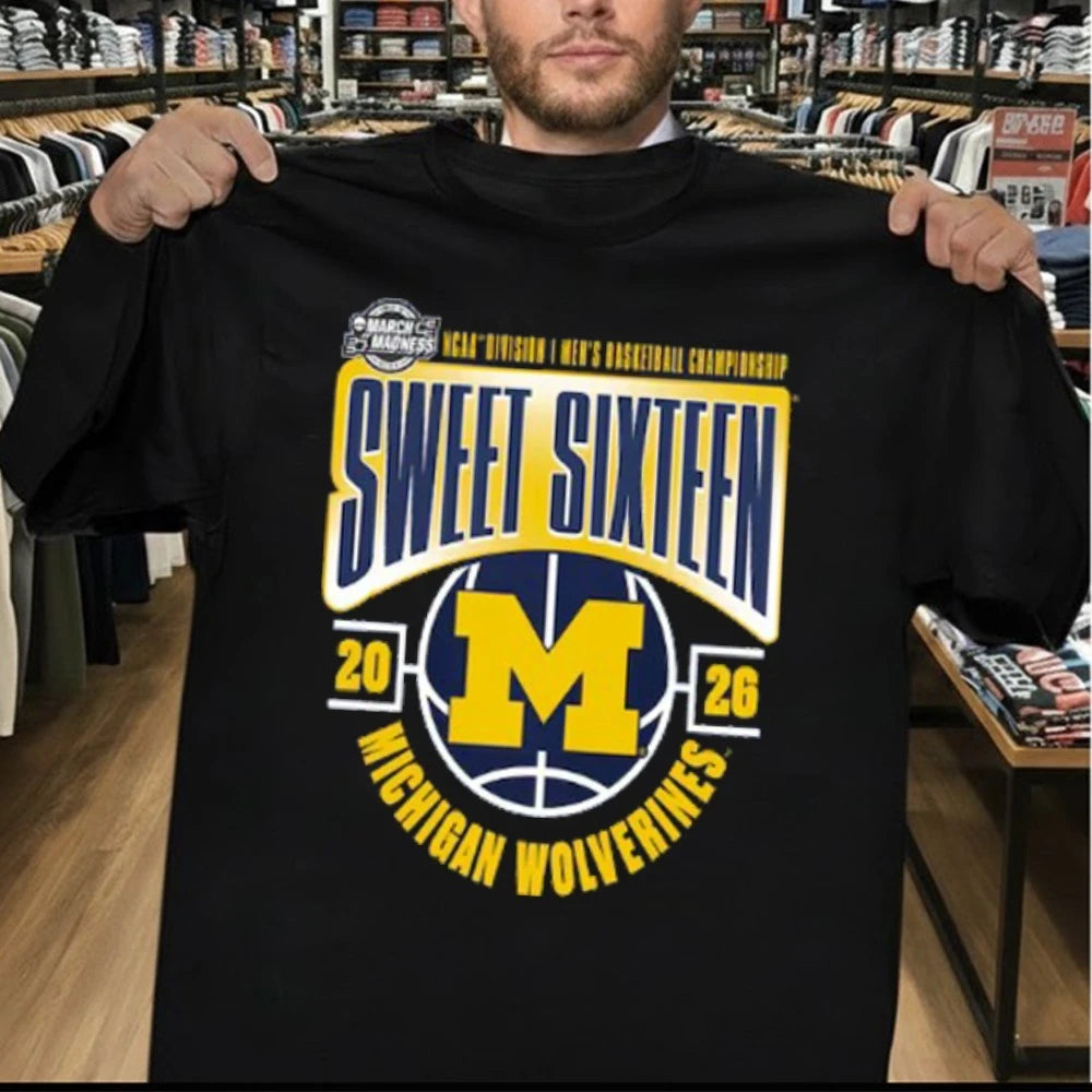 Michigan Wolverines 2026 NCAA Men’s Basketball Tournament March Madness Sweet 16 T-Shirt