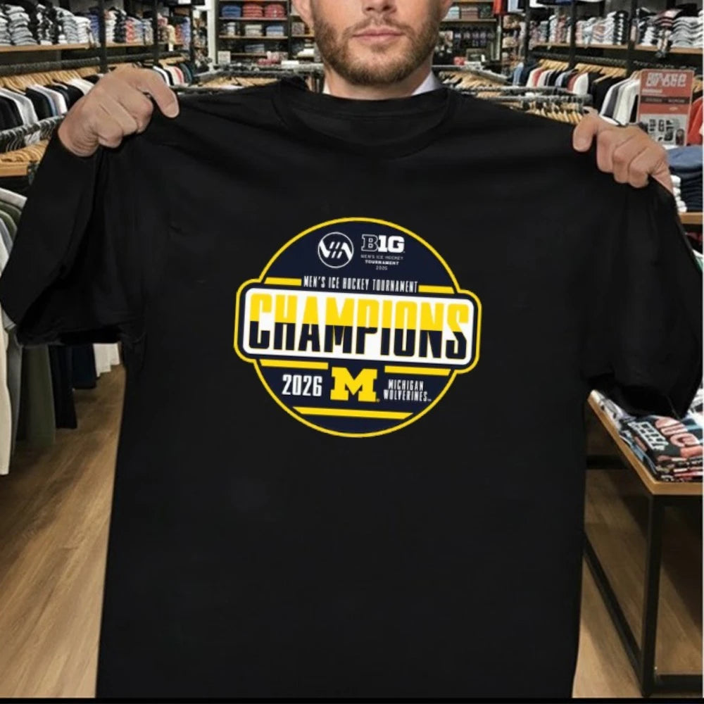 Michigan Wolverines Blue 84 Unisex 2026 Big Ten Men’s Ice Hockey Tournament Champions Locker Room T-Shirt