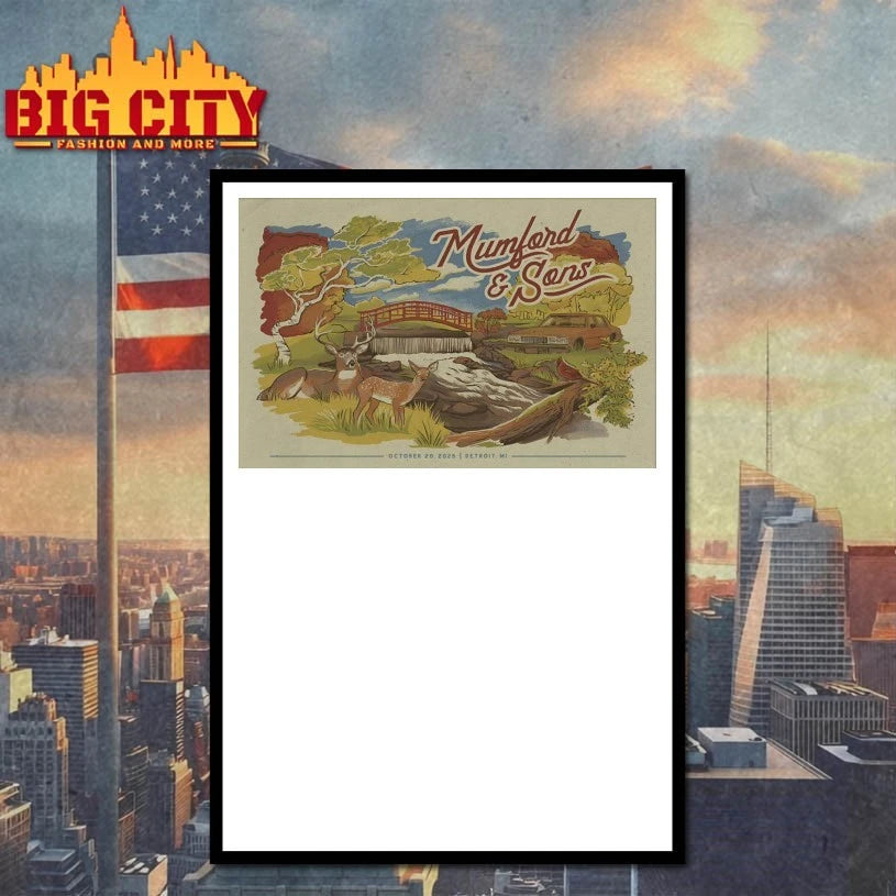 Mumford &amp; Sons Little Caesars Arena On October 20 2025 Concert Poster Shirt