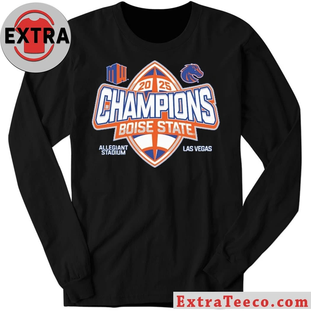 Official Blue 84 Royal Boise State Broncos 2025 Mountain West Football Champions Logo T-Shirt
