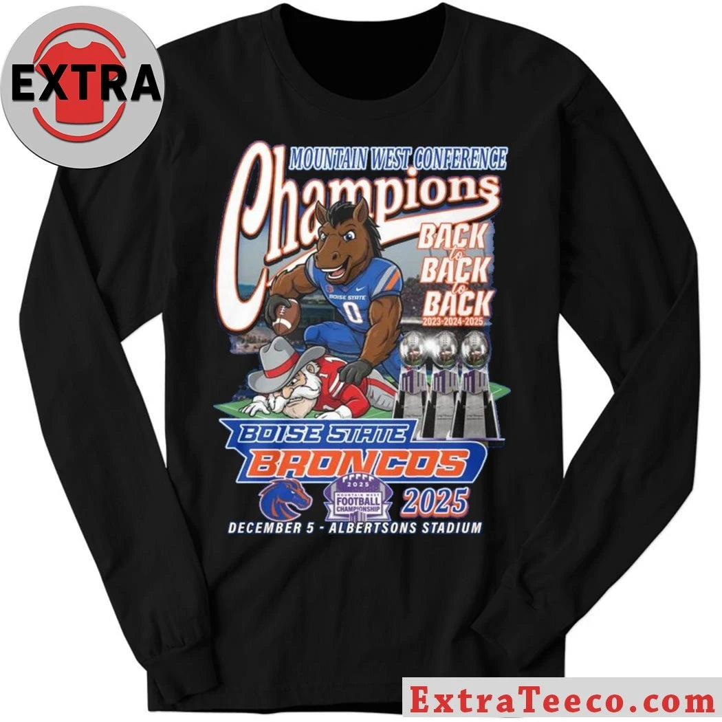 Official Boise State Broncos win the Mountain West Conference football Championship Back2Back 2025 December 5 Albertsons Stadium Shirt