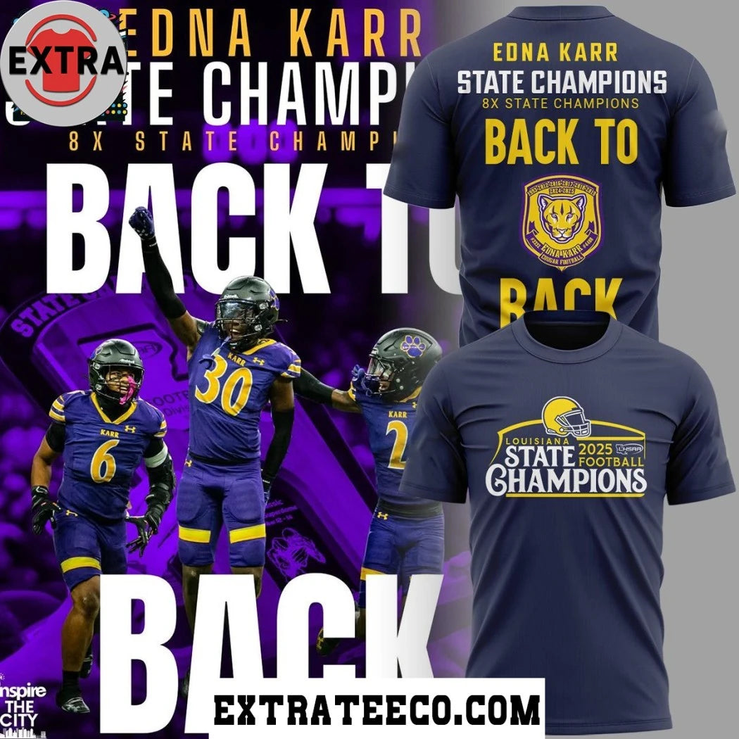 Official Edna Karr Cougars Louisiana State Champions Back To Back 2025 Logo Shirt