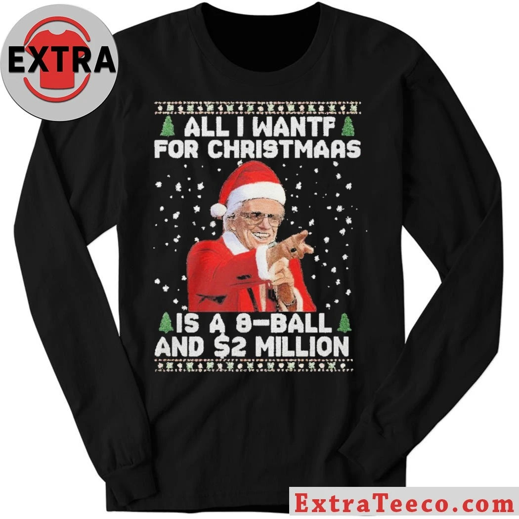 Official Jimmy Savile dressed as Santa Claus All I Want For Christmas Is A 8 Ball And 2 Million Ugly Christmas Shirt