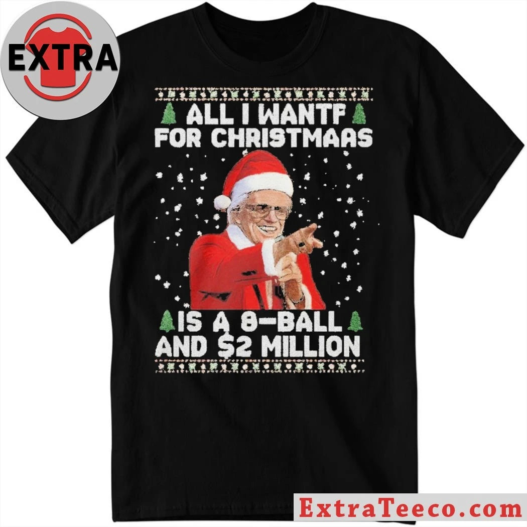 Official Jimmy Savile dressed as Santa Claus All I Want For Christmas Is A 8 Ball And 2 Million Ugly Christmas Shirt