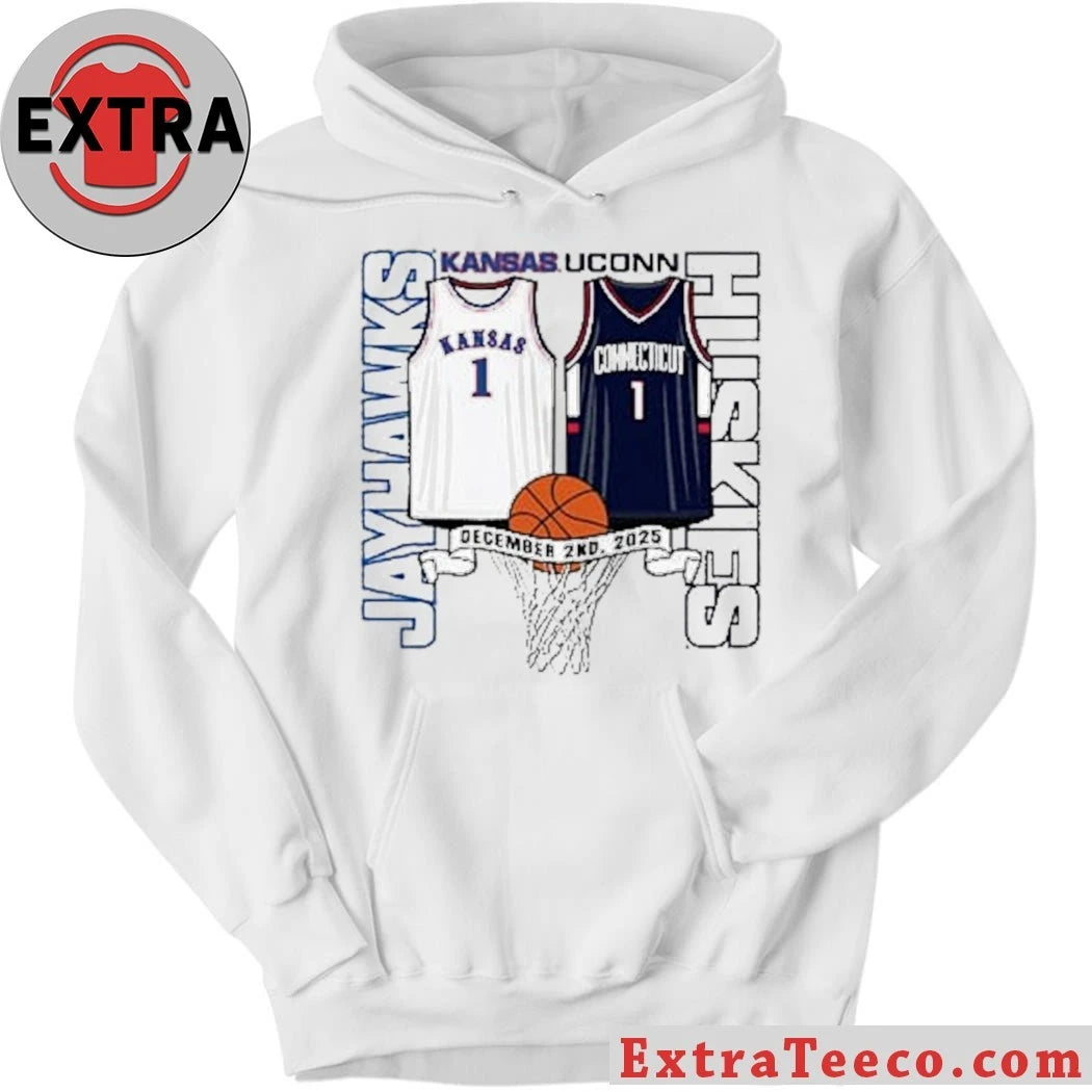 Official Kansas Jayhawks And Connecticut Huskies Basketball vs UConn Huskies December 2, 2025 Shirt