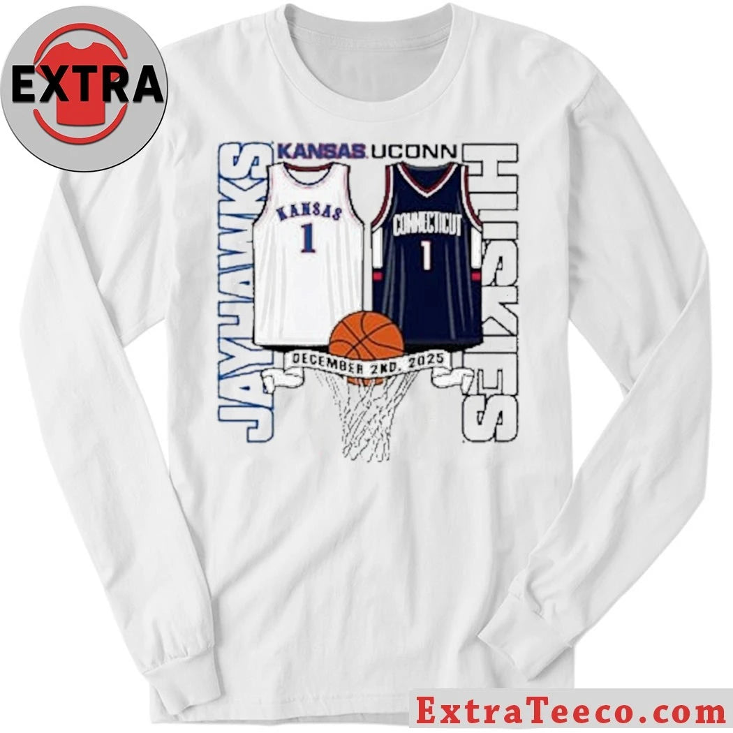 Official Kansas Jayhawks And Connecticut Huskies Basketball vs UConn Huskies December 2, 2025 Shirt