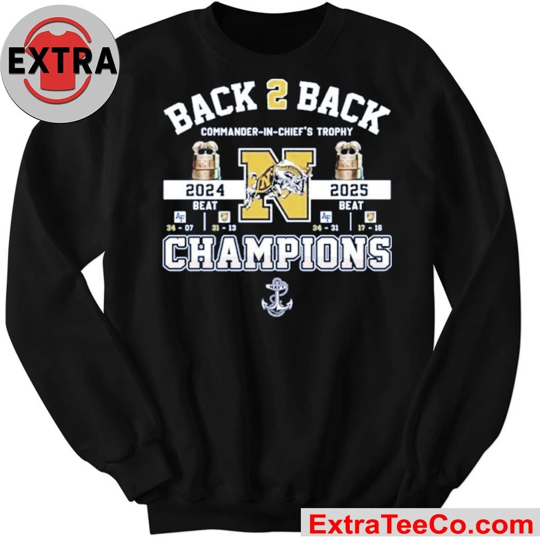 Official Navy Midshipmen Back 2 Back Commander-in-Chief’s Trophy Champions 2024-2025 Logo T-Shirt