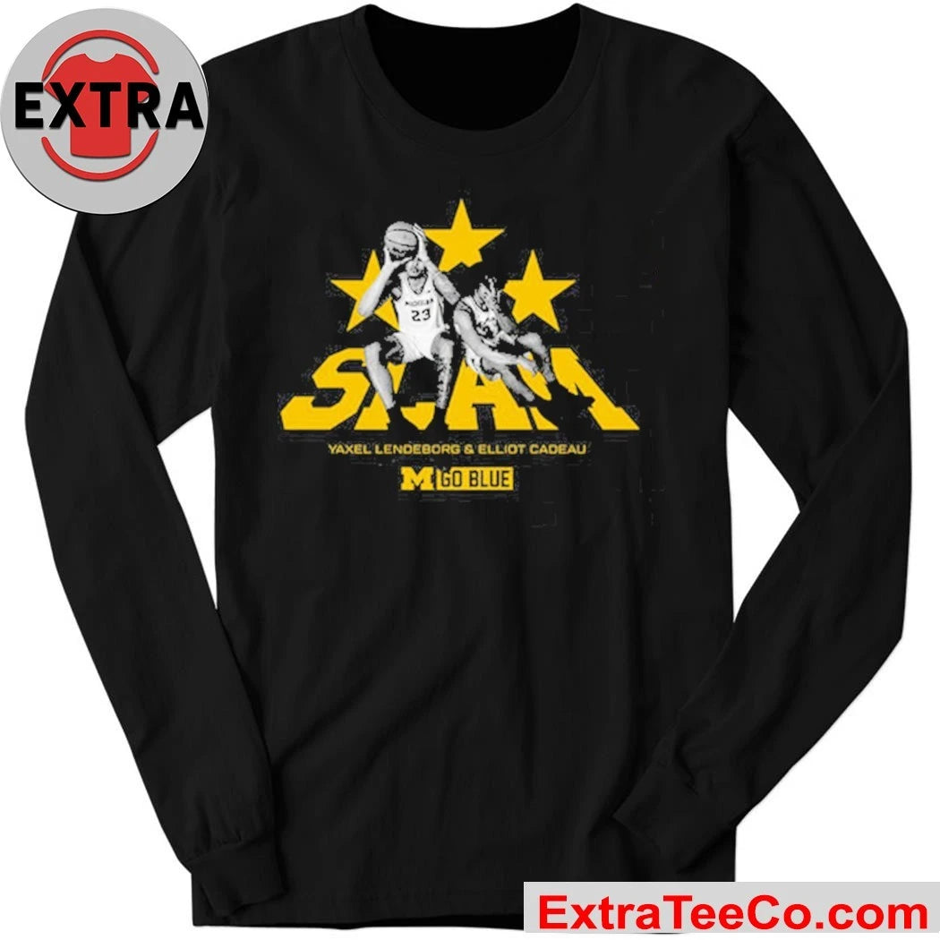 Official SLAM Elliot Cadeau and Yaxel Lendeborg Michigan Wolverines Go Blue Remix Heavy Shirt