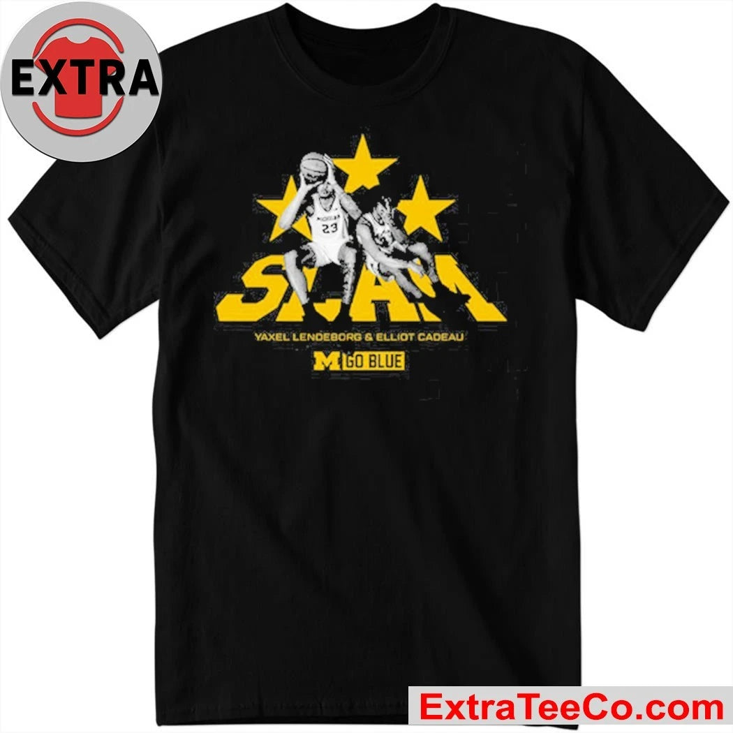 Official SLAM Elliot Cadeau and Yaxel Lendeborg Michigan Wolverines Go Blue Remix Heavy Shirt