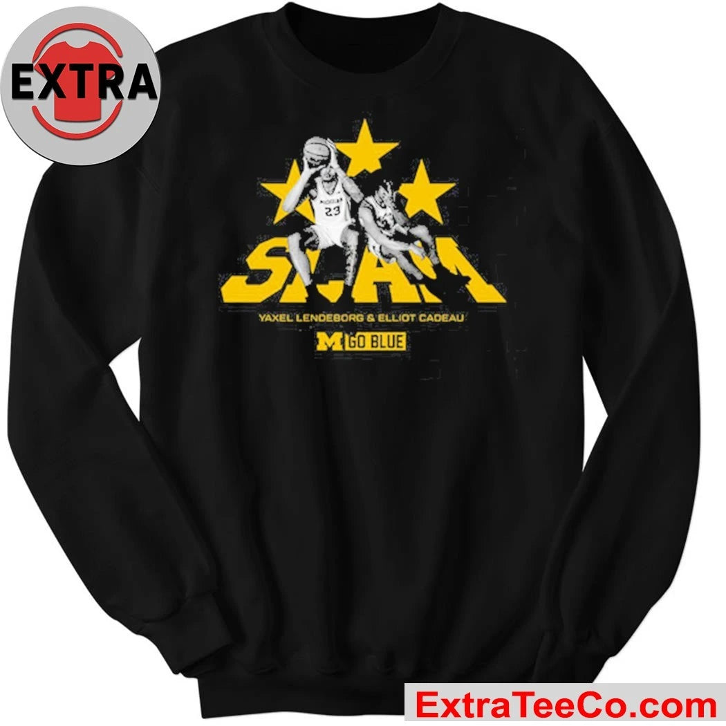Official SLAM Elliot Cadeau and Yaxel Lendeborg Michigan Wolverines Go Blue Remix Heavy Shirt